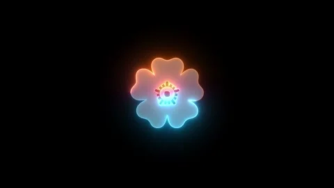 Neon rosette design flower icon brown cyan color glowing animated Stock Footage 274438210