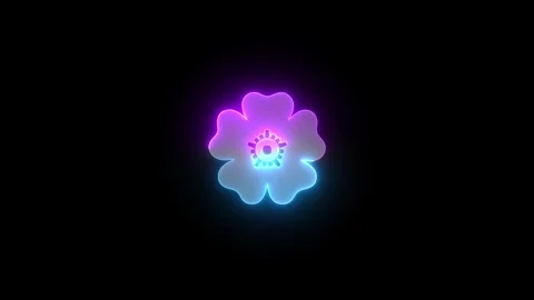 Neon rosette design flower icon cyan purple color glowing animated Stock Footage 274438211