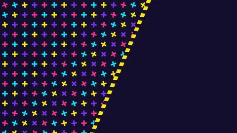 Neon rotating plus pattern on a diagonal split with plain dark side for tex.. Stock Illustration