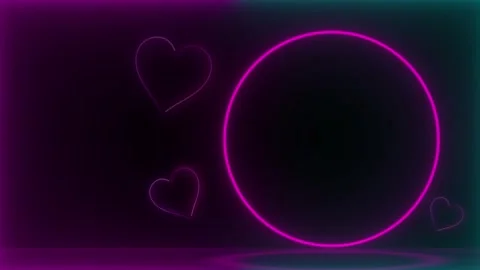 NEON ROUND FRAME HEARTS Stock Footage 253742714