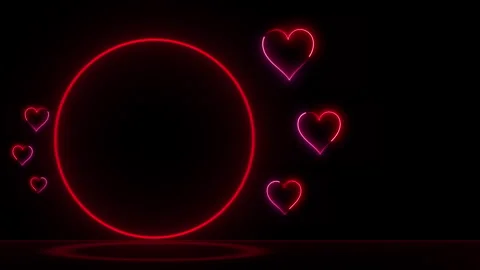 NEON ROUND FRAME HEARTS Stock-Footage 262783192