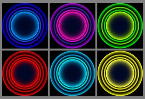 Neon round frame. Shining circle banner. Vector illustration Stock Illustration