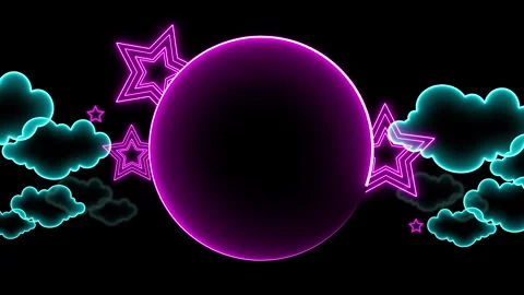 NEON ROUND FRAME STARS FRAME Stock Footage 268973353