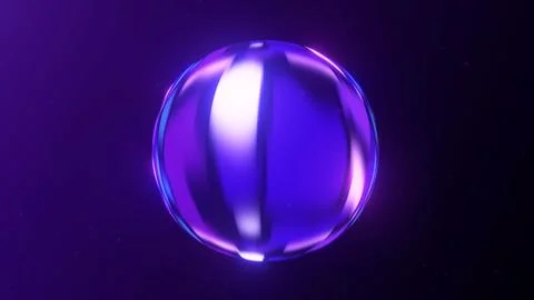 Neon round glowing gradient sphere with rotating energy disk. Magic ball, orb Illustrazione stock
