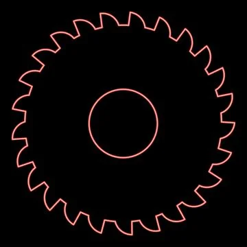 Neon round knife millstone circular saw disc red color vector illustration .. Stock Illustration