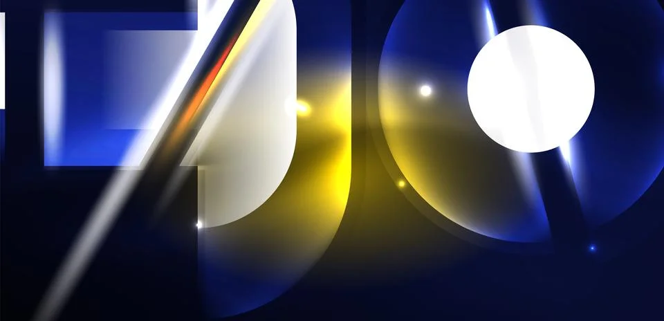 Neon round shapes, lines and triangle elements. Hi-tech design for wallpaper Illustrazione stock