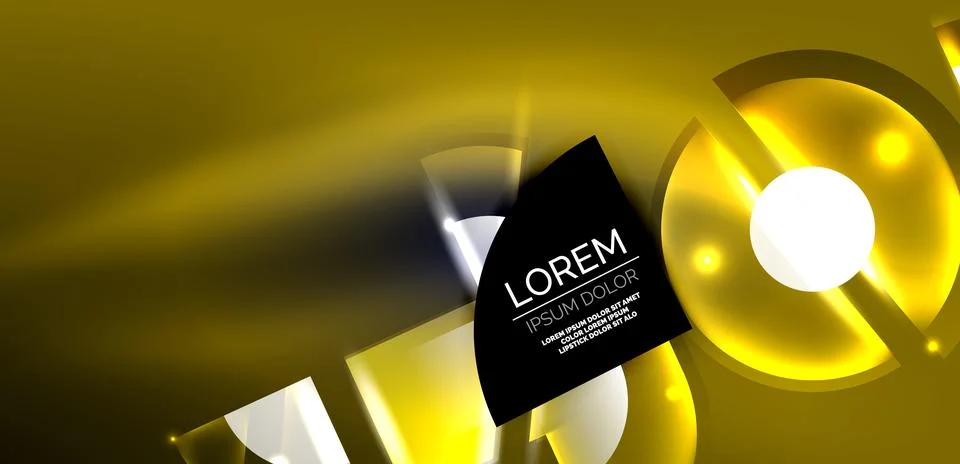 Neon round shapes, lines and triangle elements. Hi-tech design for wallpaper Stock Illustration