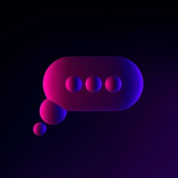 Neon round speech bubble icon. 3d rendering ui ux interface element. Dark g.. Stock Illustration