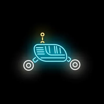 Neon rover exploring outer space mission concept Stock Illustration