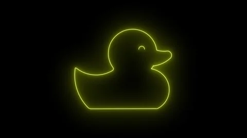 Neon Rubber Duck Floating on Blue Water Wave Animation Black Background 4K Stock Footage 337522283