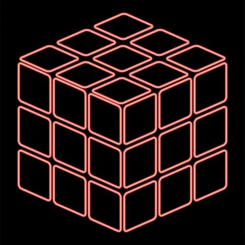 Neon rubic's cube game shape red color vector illustration flat style image Stock Illustration