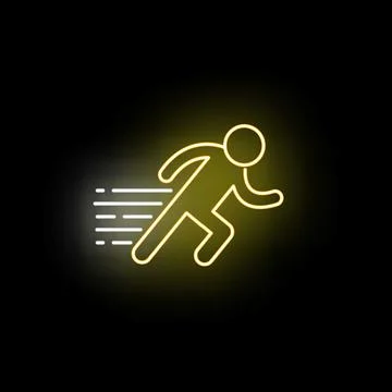 Neon runner icon showing speed and motion Illustrazione stock