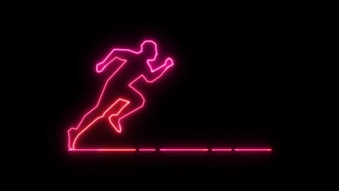 Neon Running Man Animation Dynamic and Vibrant Visuals for Fitness. Stockbeeldmateriaal 297952077