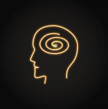 Neon running thoughts icon in line style Stock Illustration