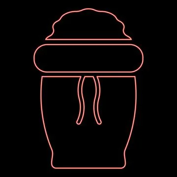 Neon sack with flour full open canvas bag sugar salt grain wheat package conc Stock Illustration