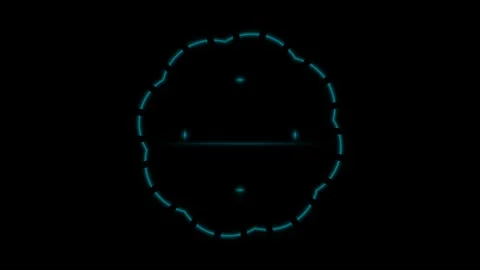 Neon sacred geometry hud elements create a looping Stock Footage 341818837
