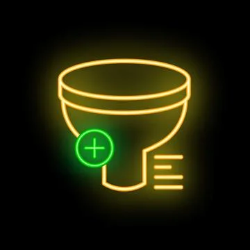 Neon sales funnel increasing conversion rate with plus sign Stock Illustration