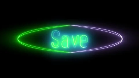 Neon save button illuminated in glowing light. Dynamic and modern button de.. Stock Footage 309014329
