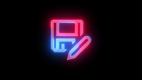 Neon save as icon blue red color glowing animation black background Stock Footage 267967377
