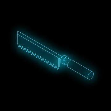 Neon saw shining in the dark representing carpentry work Stock Illustration
