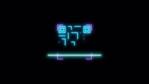 Neon scannable code scanning animation: digital identification and contactl.. Stock-Footage 344861953