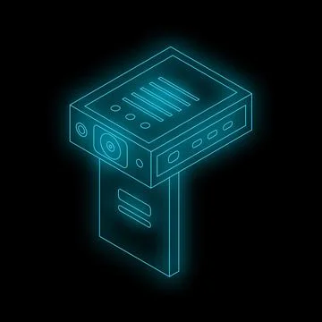 Neon scanner glowing on black background Illustrazione stock