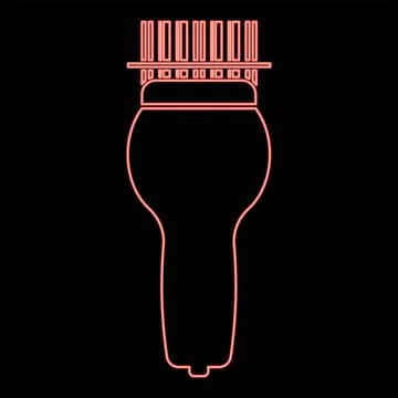 Neon scanning barcode with hand scanner red color vector illustration image.. Stock Illustration