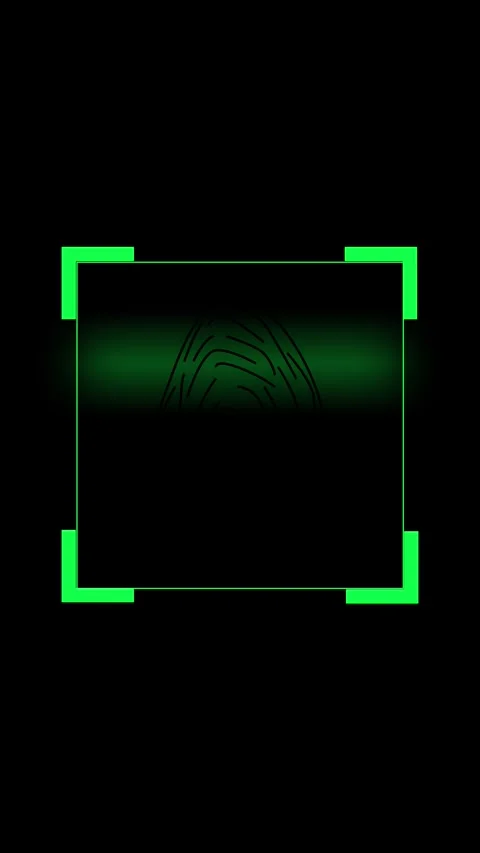 Neon scanning frame animation on dark background. Neon scanning frame futur.. Stock Footage 345967201