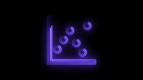 Neon scatter plot graph on black background depicting data visualization and Stock Footage 322957783