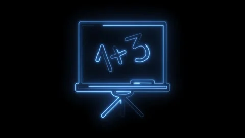 Neon school board displaying simple math equation on black background animati Stock Footage 316677355