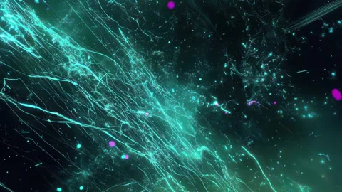 Neon sci-fi dashboard with signal flickers and flow lines Stock Footage 309544793