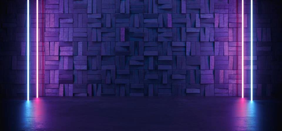 Neon Sci Fi Glowing Gradient Blue Purple Laser  Retro Futuristic Rectangle Fr Illustrazione stock