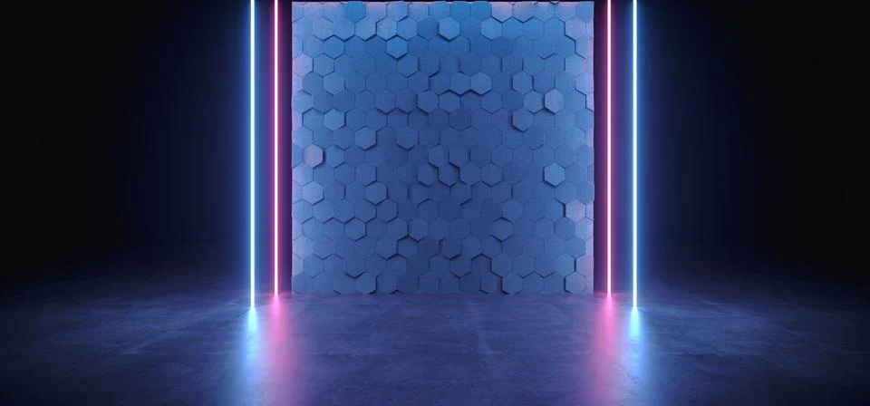 Neon Sci Fi Glowing Gradient Blue Purple Laser  Retro Futuristic Rectangle Fr Illustrazione stock