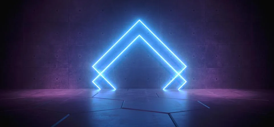 Neon Sci Fi Glowing Gradient Blue Purple Laser  Retro Futuristic Rectangle Fr Illustrazione stock