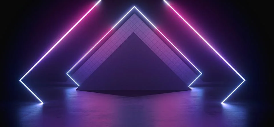 Neon Sci Fi Glowing Gradient Blue Purple Laser  Retro Futuristic Rectangle Fr Illustrazione stock