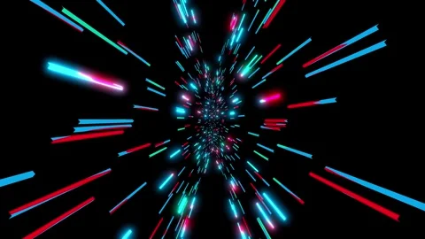 Neon Sci-Fi Hyper Jump Light Trails Cyan Red Stock Footage 335908579
