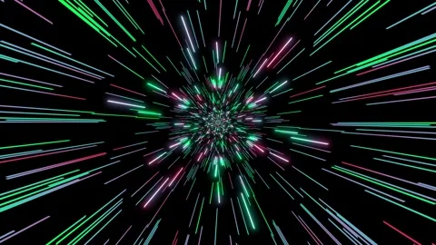 Neon Sci-Fi Hyper Jump Light Trails Green Pink Stock Footage 335908586