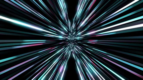 Neon Sci-Fi Hyper Jump Light Trails Cyan White Stock-Footage 335908603
