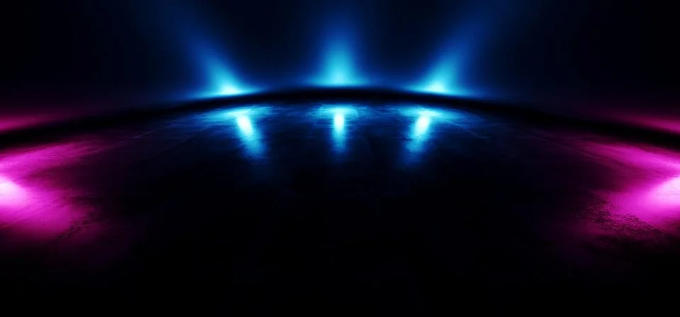 Neon Sci Fi VIbrant Glow Purple Blue Showcase Stage Empty Oval Laser Show Ref 스톡 일러스트