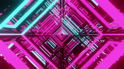 Neon Sci-Fi VJ rhombus loop tunnel | Stock Video | Pond5