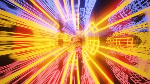 Neon Scifi Seamless VJ Loop Tunnel Stock Footage 220794273