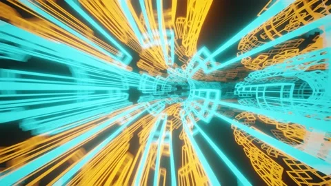 Neon Scifi Seamless VJ Loop Tunnel Stock Footage 220794274