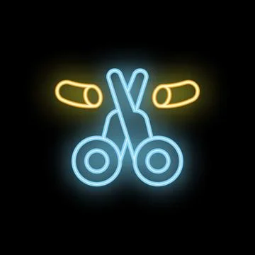Neon scissors cutting cigarette for stop smoking concept Illustrazione stock