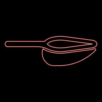 Neon scoop for bulk products tableware utensil red color vector illustration  Stock Illustration