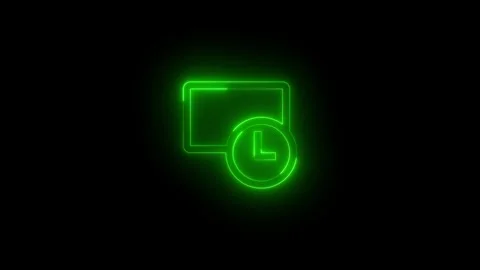 Neon screen time icon glowing black background animation Vidéo 289563964