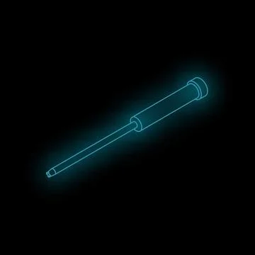 Neon screwdriver glowing on dark background Stock Illustration