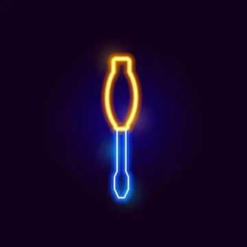 Neon Screwdriver Icon Stock Illustration