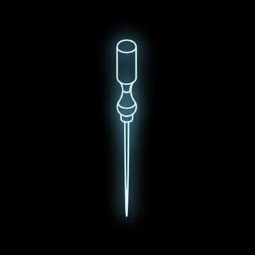 Neon screwdriver shining brightly in dark background Stock Illustration