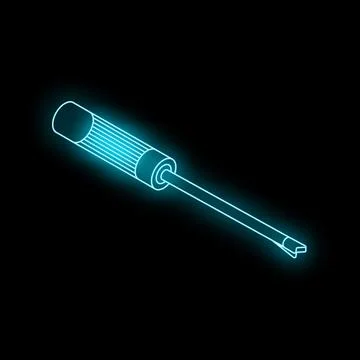 Neon screwdriver shining in the dark Stock Illustration