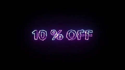 Neon Scribble 10 Percent OFF  Futuristic Glowing Text Animation Stock Footage 302019853